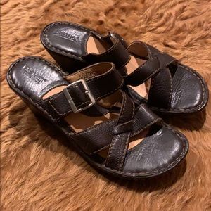Born leather cross strap sandals